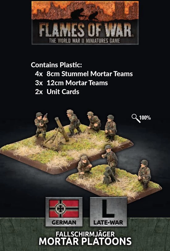 Flames Of War Fallschirmjager 8cm/12cm Mortar Platoon 3 Flames Of War Fallschirmjager 8cm/12cm Mortar Platoon